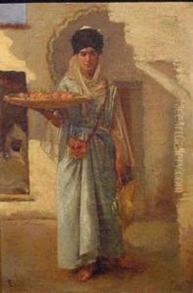 Arab Woman Carrying Oranges Oil Painting by Eugene Vincent Vidal