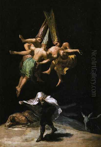 Witches In The Air Oil Painting by Francisco De Goya y Lucientes