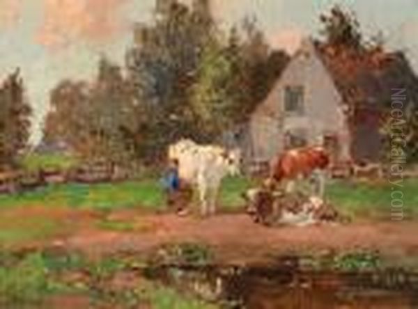 Milking Time Oil Painting by Bernard, Ben Viegers