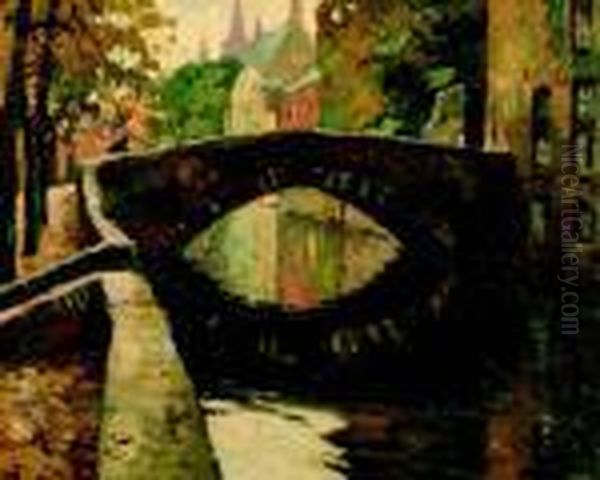 Brug Over Grachtje Oil Painting by Bernard, Ben Viegers