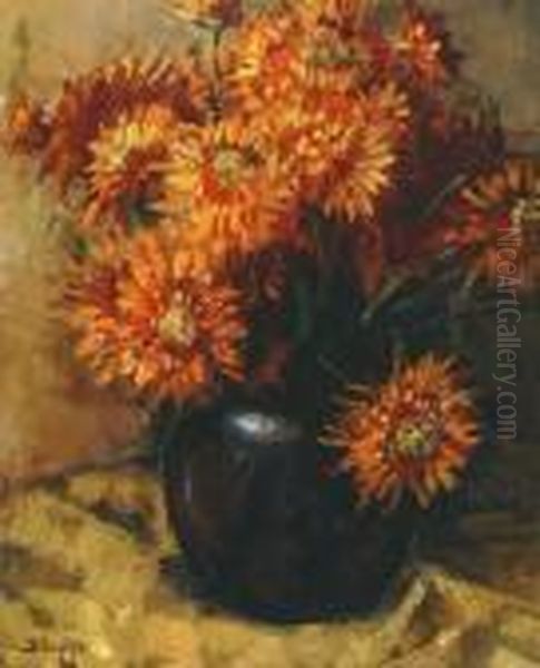 Still Life Offlowers Oil Painting by Bernard, Ben Viegers