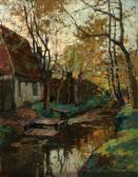 Boerderij Aan Slootje Oil Painting by Bernard, Ben Viegers