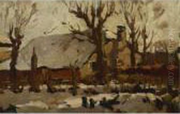 Farm In The Snow Oil Painting by Bernard, Ben Viegers