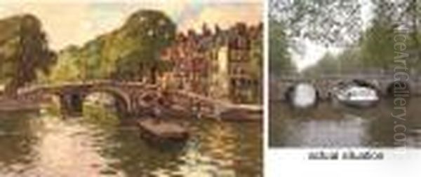 A View Of The Brouwersgracht, Amsterdam Oil Painting by Bernard, Ben Viegers