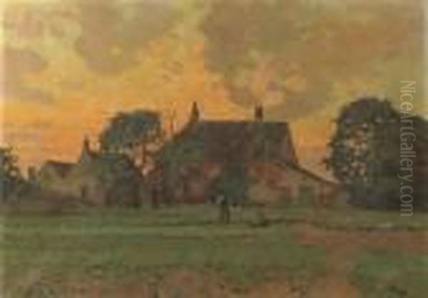 In The Kitchen-garden At Sunset Oil Painting by Bernard, Ben Viegers