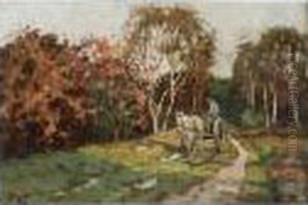 A Farmer With A Horse-drawn Cart Oil Painting by Bernard, Ben Viegers