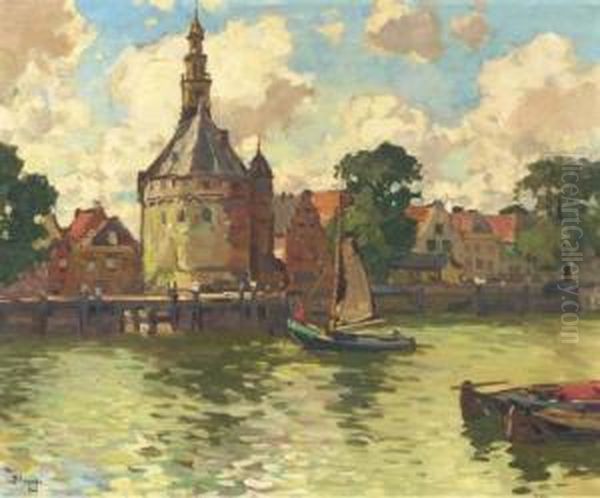 View Of The Hoofdtoren, Hoorn Oil Painting by Bernard, Ben Viegers