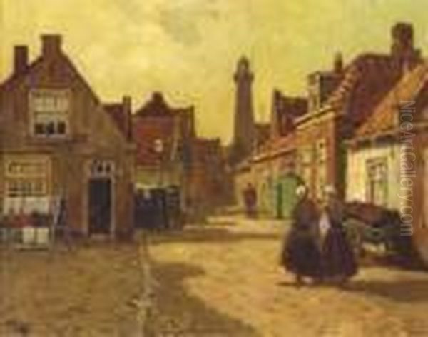 Ladies In The Vuurbaaistraat, Scheveningen Oil Painting by Bernard, Ben Viegers