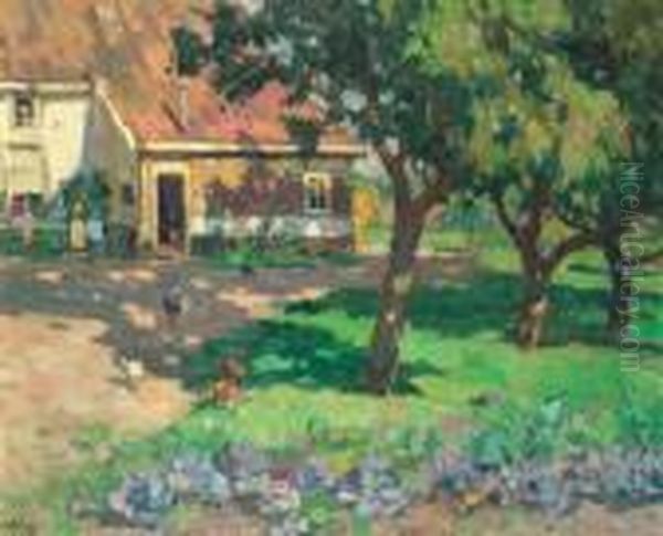 A Kitchen Garden On A Farmyard Oil Painting by Bernard, Ben Viegers