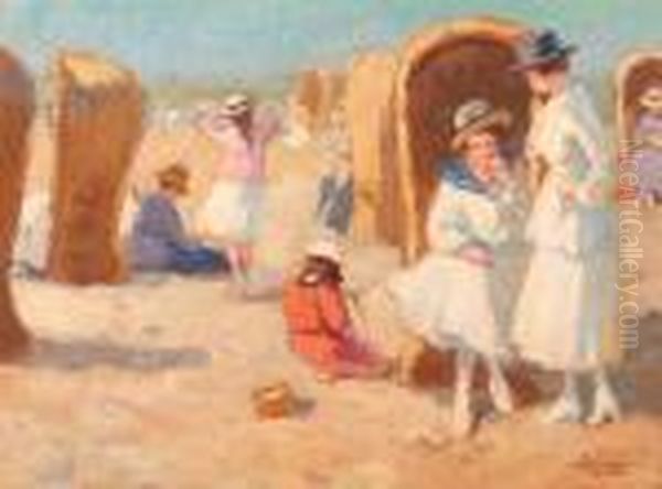 A Summer Day At The Beach Oil Painting by Bernard, Ben Viegers