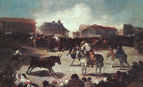 Village Bullfight Oil Painting by Francisco De Goya y Lucientes