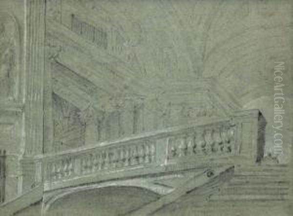 Escalier D'un Palais Italien Oil Painting by Joseph-Marie Vien