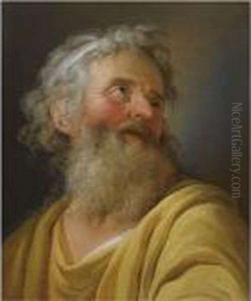 Head Of An Old Man, Possibly A Prophet Oil Painting by Joseph-Marie Vien