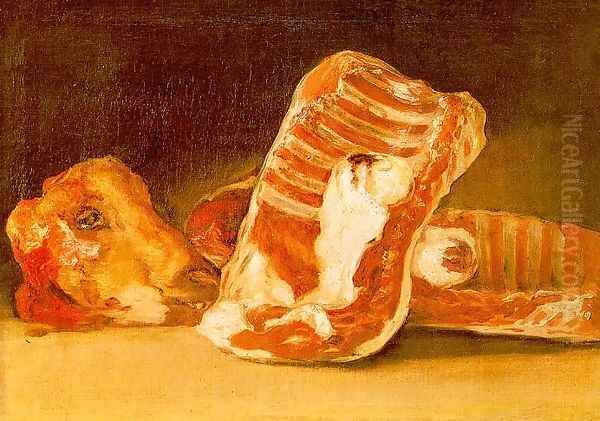 Still life with sheep's head Oil Painting by Francisco De Goya y Lucientes