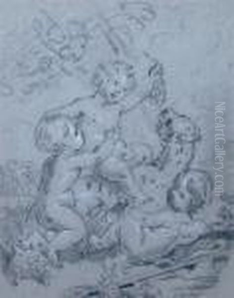 Baccanalia With Putti Oil Painting by Joseph-Marie Vien