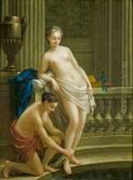 Une Femme Qui Sort Des Bains Oil Painting by Joseph-Marie Vien