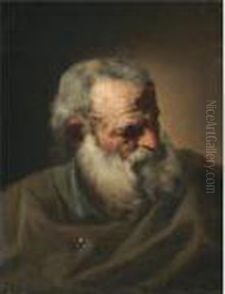 Study Of The Head Of A Bearded Man Oil Painting by Joseph-Marie Vien