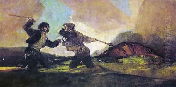 Duel with Cudgels Oil Painting by Francisco De Goya y Lucientes