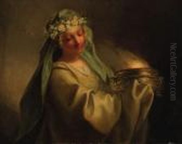 A Vestal Virgin Oil Painting by Joseph-Marie Vien