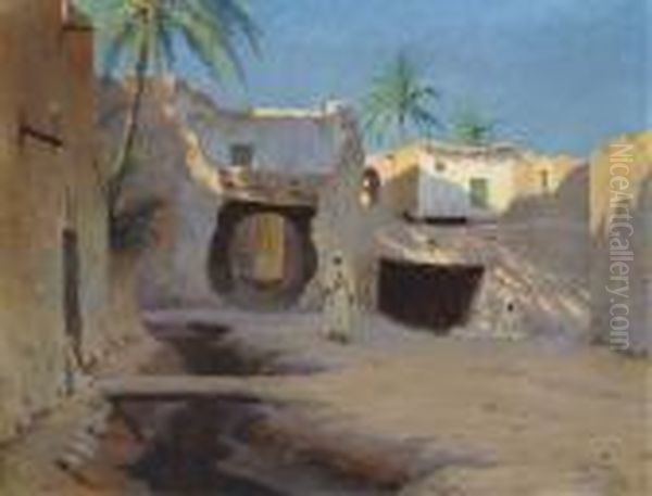 Zicht Te Biskra, Algerie (1903) Oil Painting by Emmanuel Vierin