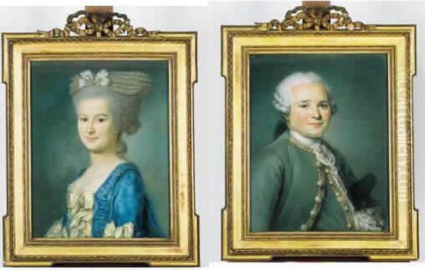 Vigee
 :< Portrait D'homme Et De Femme En Pendant > Oil Painting by Louis Vigee