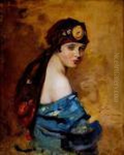 Dama S Diademom Oil Painting by Bertalan Vigh