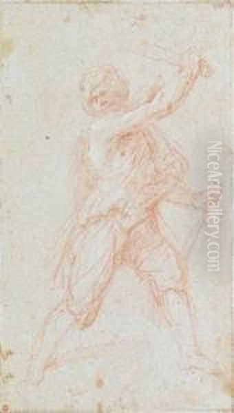 A Study Of A Man In A Turban With A Sabre Oil Painting by Jacopo Vignali