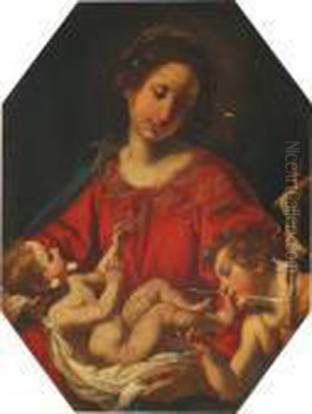 La Madonna Con Il Bambino E San Giovannino Oil Painting by Jacopo Vignali