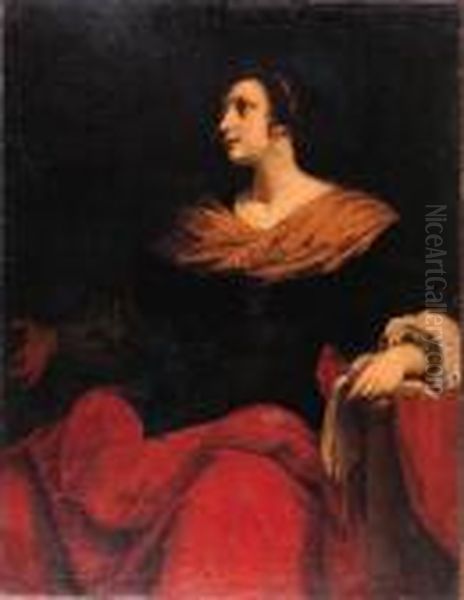 A Female Saint Oil Painting by Jacopo Vignali