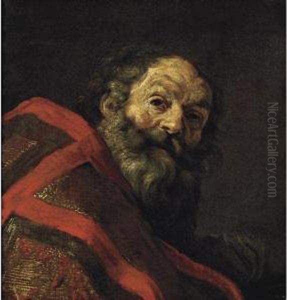 Figure Of A Bearded Man, Head 
And Shoulders, Wearing A Cope, Possibly One Of The Four Fathers Of The 
Church Oil Painting by Claude Vignon