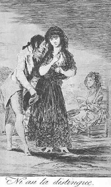 Caprichos Plate 7 Even Thus He Cannot Make Her Out Oil Painting by Francisco De Goya y Lucientes