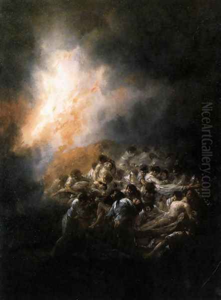 Fire At Night Oil Painting by Francisco De Goya y Lucientes