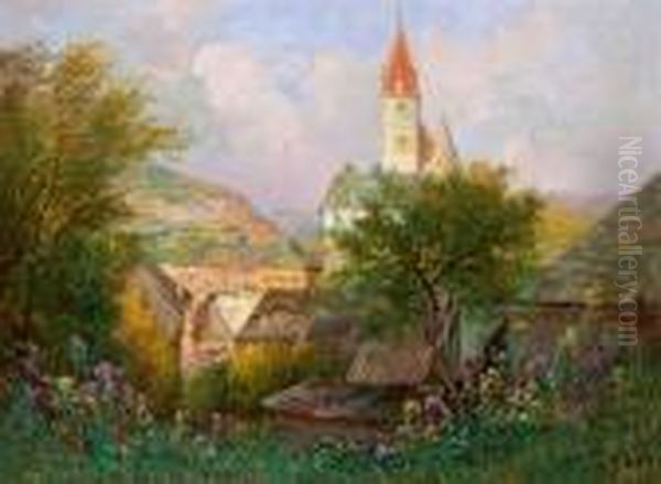 Blick Auf Weisenkirchen In Der Wachau Oil Painting by Karl Vikas