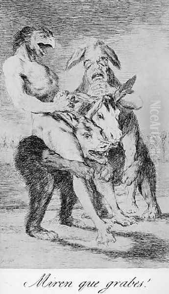 Caprichos Plate 63 Look How Solemn They Are Oil Painting by Francisco De Goya y Lucientes