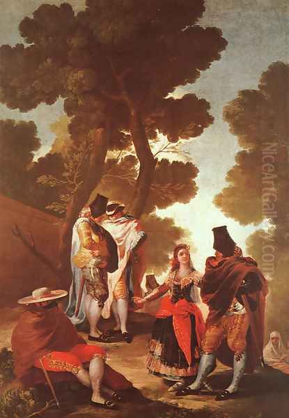 The Maja And The Masked Men Oil Painting by Francisco De Goya y Lucientes