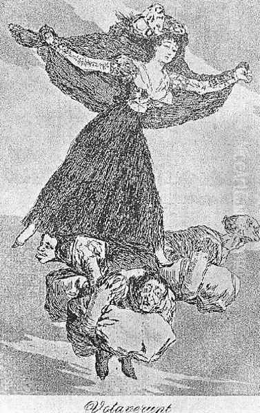 Caprichos Plate 61 They Are Flying Oil Painting by Francisco De Goya y Lucientes