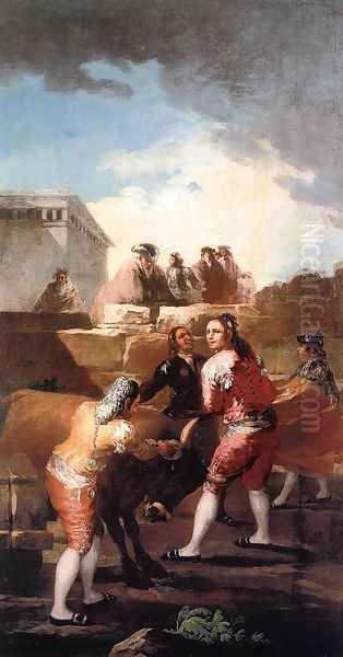 Fight With A Young Bull Oil Painting by Francisco De Goya y Lucientes