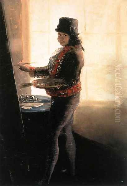 Self Portrait In The Workshop Oil Painting by Francisco De Goya y Lucientes