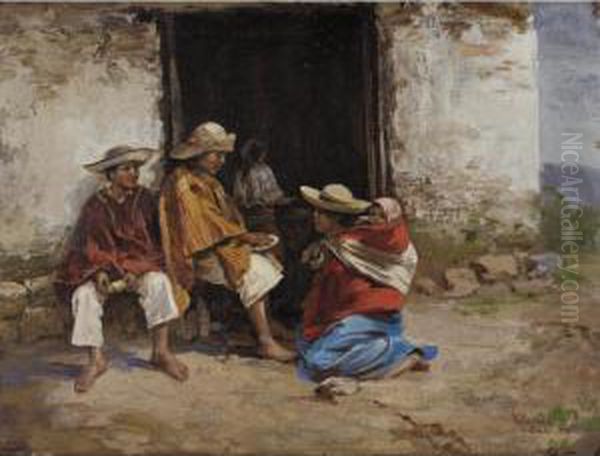 Peasant Family Oil Painting by Cesar A. Villacres