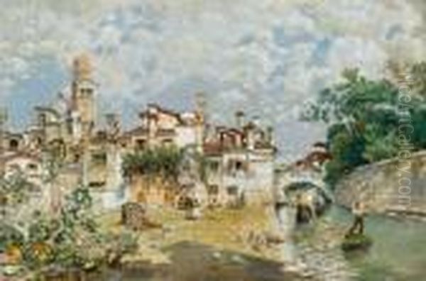 Vue Presumee Du Fondamenta Della Fornace, Parrochia Di San Pietro,sestiere Dorsoduro Oil Painting by Jose Villegas y Cordero