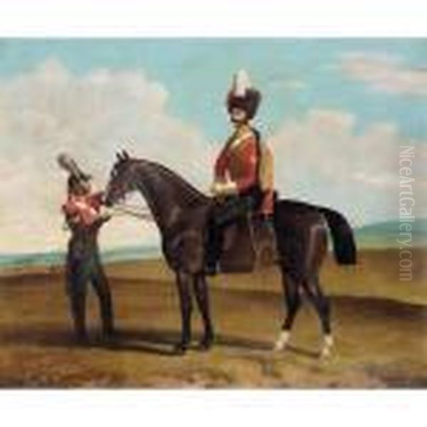 Equestrian Portrait Oil Painting by Bogdan Pavlovich Villevalde