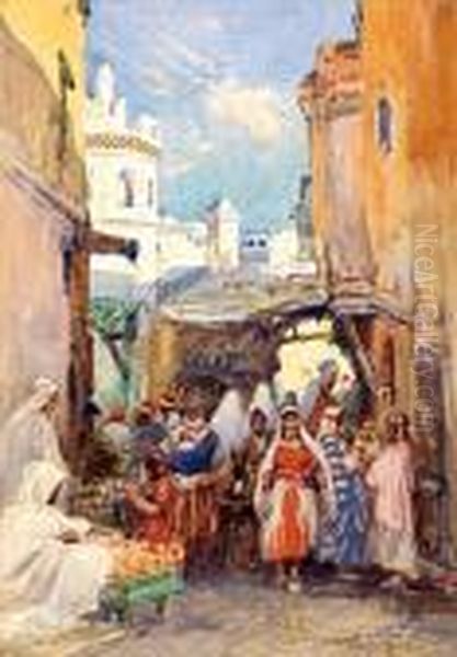 Foule Au Souk by Eugene Villon