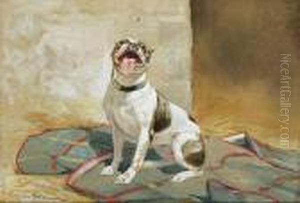 Le Chien Et La Mouche. Oil Painting by Auguste Vimar