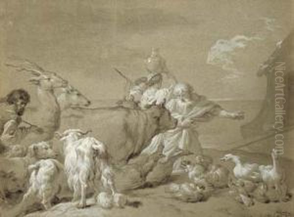 Noah Entering The Ark Oil Painting by Francois-Andre Vincent