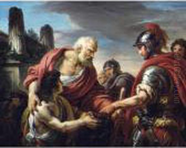 Belisarius, Reduced To Begging, 
Recognized By A Soldier From The Army Of Emperor Justinian Oil Painting by Francois-Andre Vincent