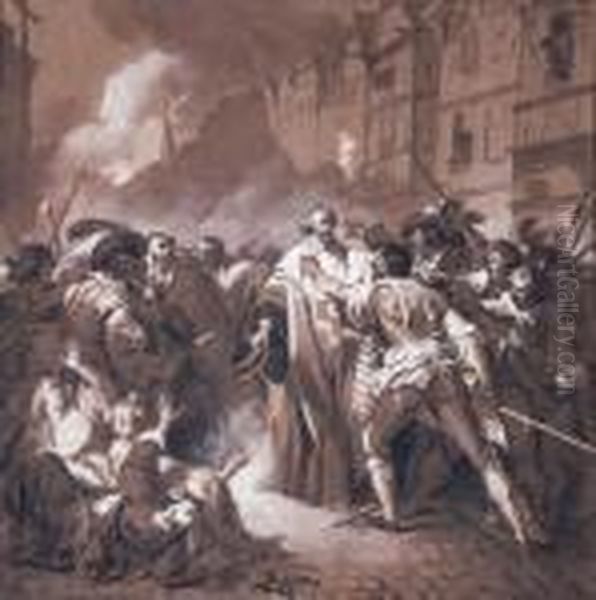 President Mole Returning From The Palais-royal During Thefronde Oil Painting by Francois-Andre Vincent