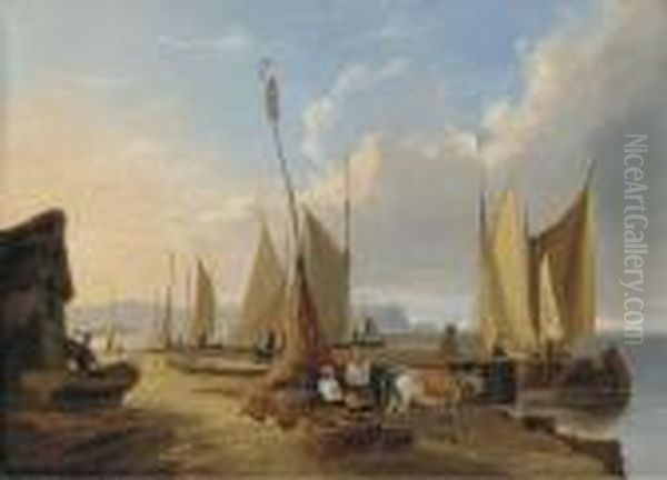 View Of The Needles, Isle Of Wight, From Christchurch Oil Painting by George Vincent