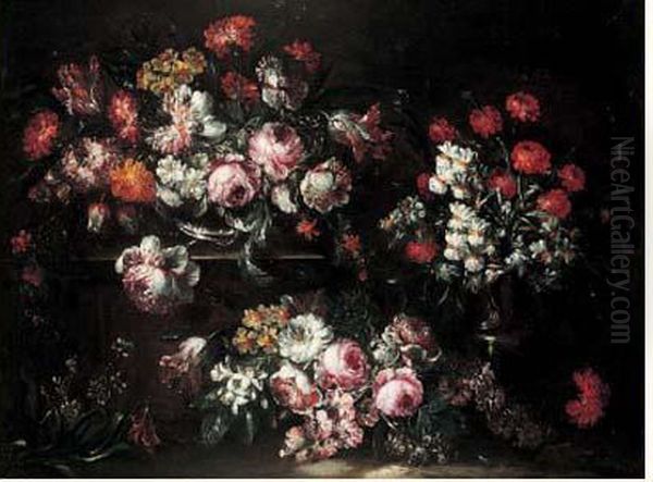 Bouquets De Fleurs Oil Painting by Giuseppe Vincenzino