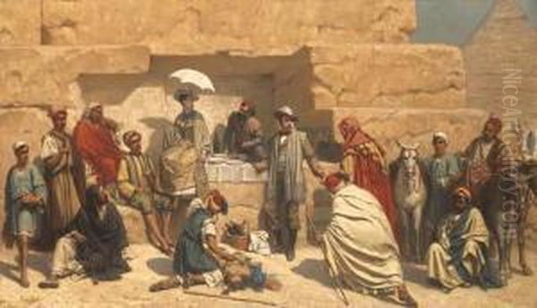 Lunch At The Foot Of The Pyramids, Gizeh Oil Painting by Frans Vinck