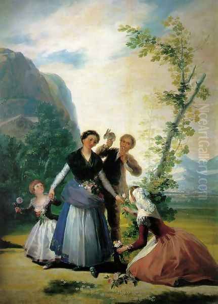 Spring (The Flower Girls) Oil Painting by Francisco De Goya y Lucientes